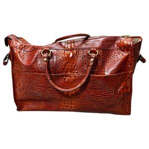 Brahmin Vintage Red Extra Large Weekender Duffle Bag Crossbody